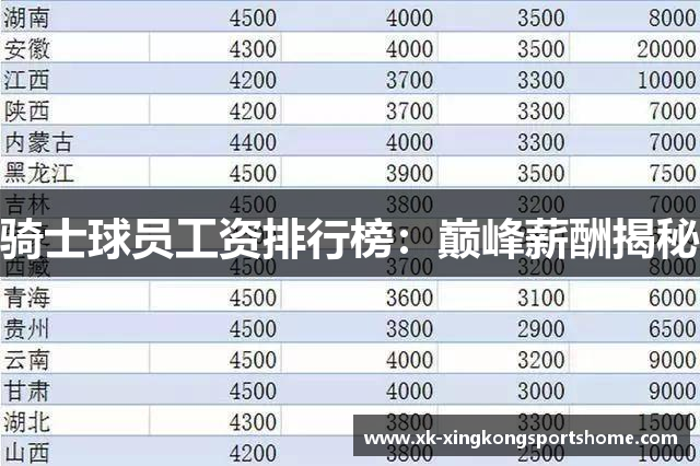 骑士球员工资排行榜：巅峰薪酬揭秘